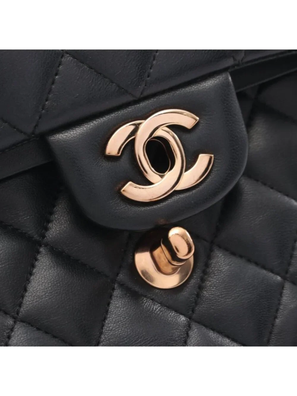 Chanel Shoulder Bag Quilted Double Flap Black Lambskin Chain